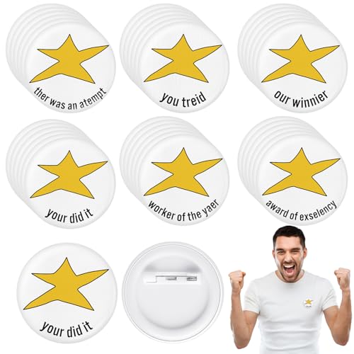 Image of Yinkin 36 Pcs Funny Star Pins, Your Did It Cute Meme Pins Humorous Badge Brooch Jewelry Accessories, Encouragement Gifts for Friends Coworkers Adults