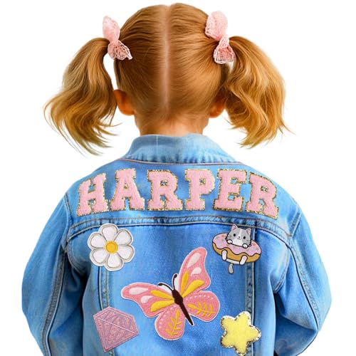 Image of Personalized Kids Denim Jacket with Name, Custom Girl Jean Jacket