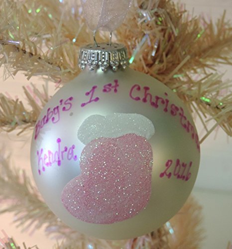 hand painted baby's first christmas ornament