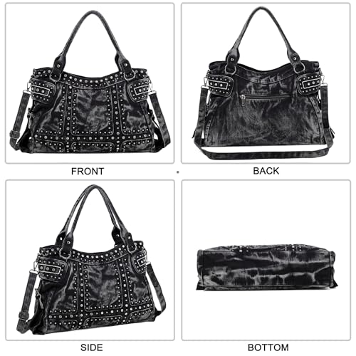 Image of Designer Denim Handbags for Women Hobo Tote Bag Crossbody Denim Purses Blue Jean Shoulder Bag