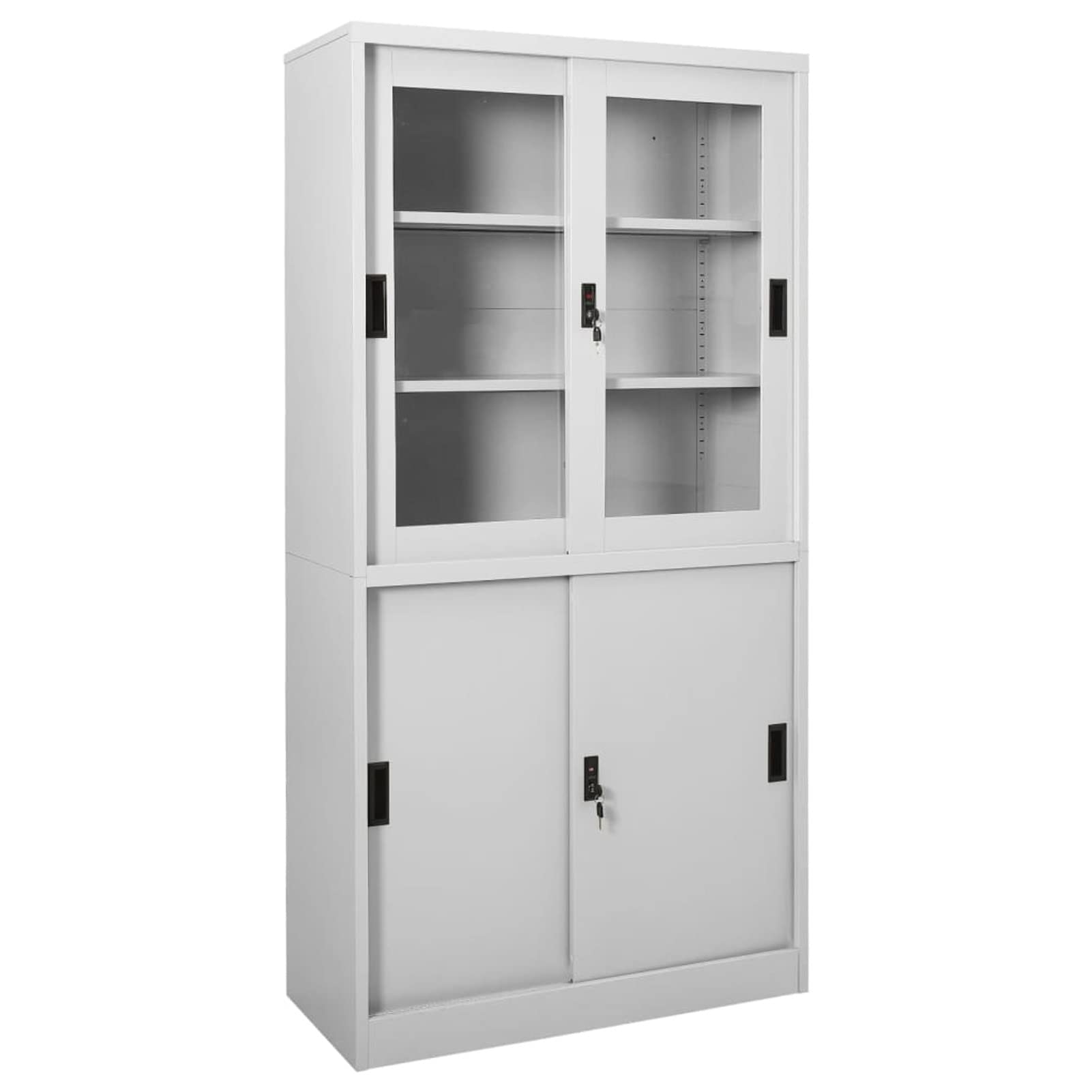 Gecheer Armadio con Anta Scorrevole Grigio Chiaro 90x40x180 cm Acciaio