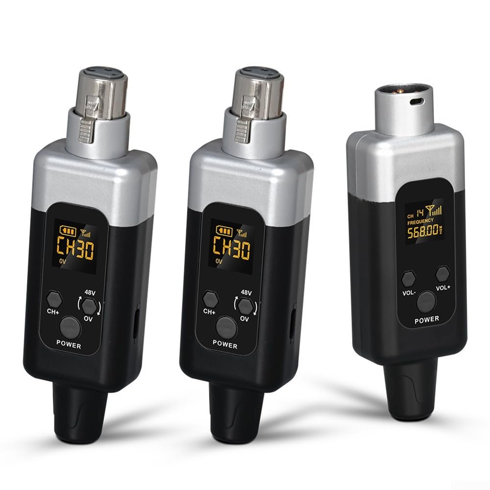 SPORTARC Microfono, trasmettitore e ricevitore wireless, trasmettitore microfonico 48 V, adattatore ricevitore per microfono dinamico, mixer audio, da cablato a wireless
