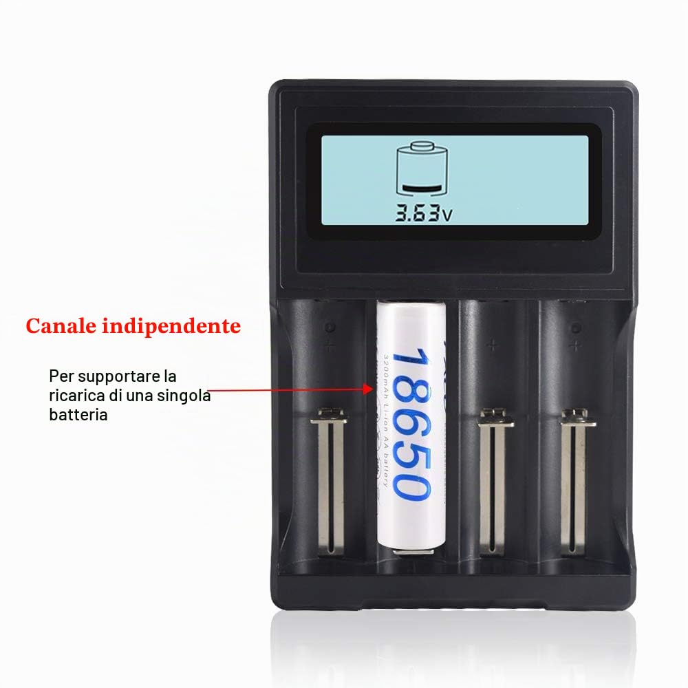 Caricabatterie PALO 18650 con display LCD intelligente Ricarica rapida per 18650 16340 14500 26650 Batterie ricaricabili agli ioni di litio da 3,7 V (batterie non incluse)
