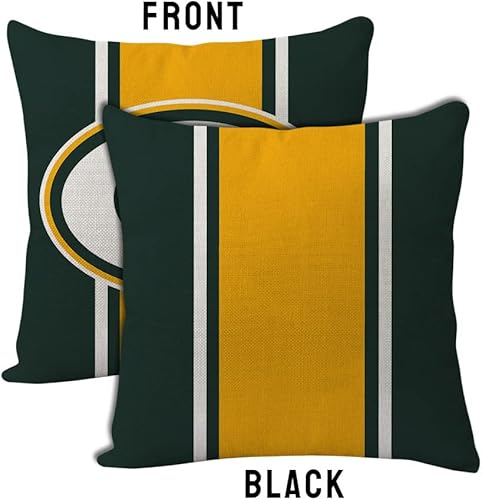 Miniatura 2 de 2 fundas de almohada decorativas estilo fútbol americano de 18 x 18 pulgadas, material de lino, para decoración de sofá y sillón Green Bay Home