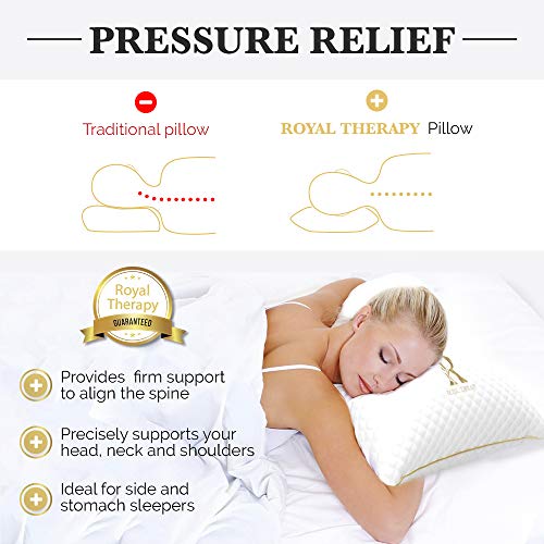 Royal Therapy King Memory Foam Pillow, Neck Pillow Bamboo Adjustable Side Sleeper Pillow for Neck & Shoulder, Support for Back, Stomach, Side Sleepers, Orthopedic Contour Pillow - Thumbnail 3