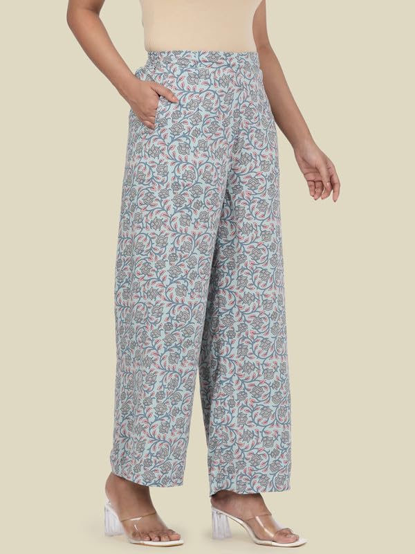 Image of GO COLORS Soft Viscose Printed Palazzo Full Length for Women| Breathable, Mid Rise