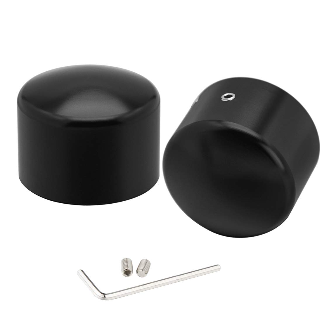 PBYMTBlack Front Axle Nut Covers, CNC Aluminum Axle Nut Caps Compatible for Harley Davidson Softail Touring Road King Street Glide Electra Glide Iron 883 Fat Boy 2002-2024