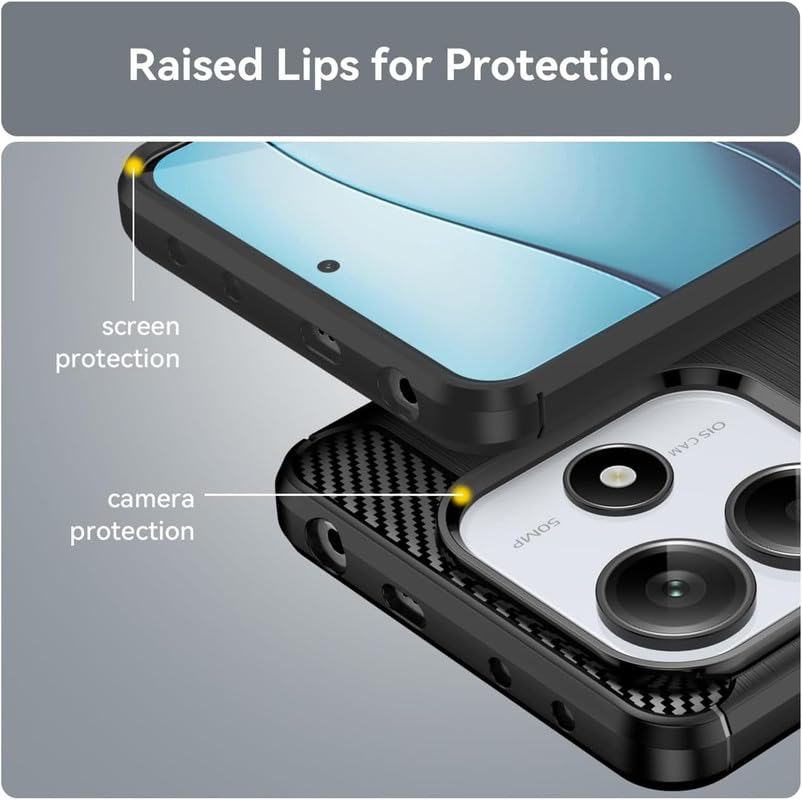 Image of NPRC Hybrid Ultra Slim Protective Case TPU Non-Slip Carbon Fiber Texture Shockproof Case Cover for Redmi Note 14 5G - Black