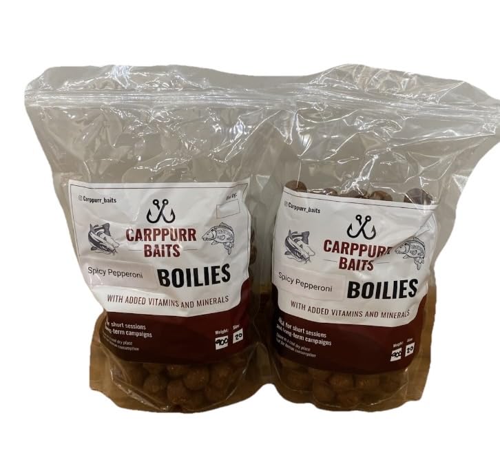 Carppurr baits Spicy Pepperoni Boilies 20mm - 900g-1.8kg-3.6kg-7.2kg โ High Attraction Carp Fishing Bait โ Protein-Rich โ Ideal for All Waters (20mm 1.8kg) โ image 1