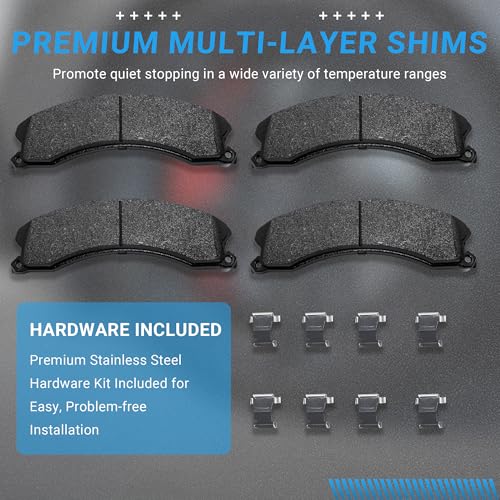 Image of Front Brake Pads Set Compatible with Chevy Express 3500 4500 Silverado 2500, GMC Savana, GMC Sierra 1500 2500, Nissan Datsun NV1500 NV2500 NV3500 Brake Pads Semi-Metallic D1411