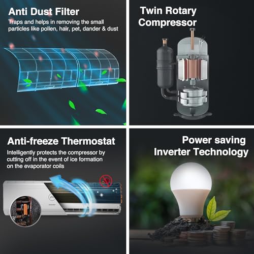 Image of Godrej 1.5 Ton 3 Star, Hot & Cold, 5 Years Comprehensive Warranty, Inverter Split AC (Copper, Anti-Freeze Thermostat, Twin-Rotary Compressor, AC 1.5T SIH 18ITC3-WWR, White)