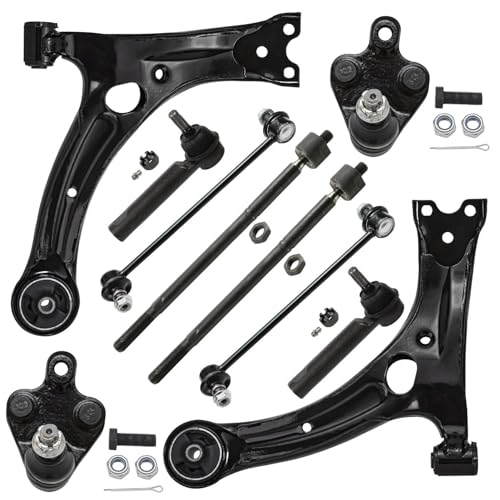 Detroit Axle - 1.8L Front End Suspension Kit for 2009-2013 Toyota Corolla Matrix 2 Lower Control Arms 2 Lower Ball Joints 2 Sway Bar End Links 4 Inner and Outer Tie Rods 2010 2011 2012 Replacement