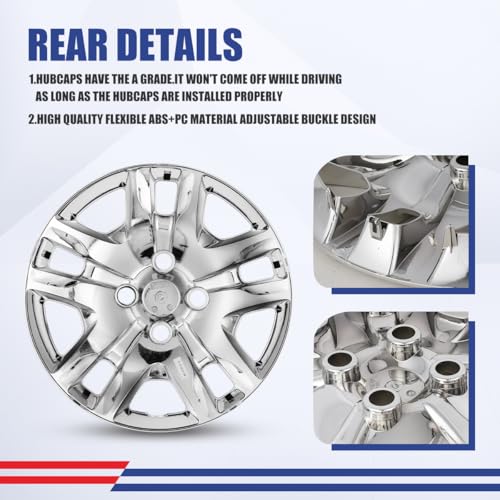 Image of Winjet 16 inch Chrome Hubcaps for 2007-2012 Nissan Sentra Wheel Rim Covers, [Only Fit Iron Hub & Steel Wheel] Heavy Duty ABS+PC Material, Install Using Original Screws (16 Inch Set of 4, Chrome)