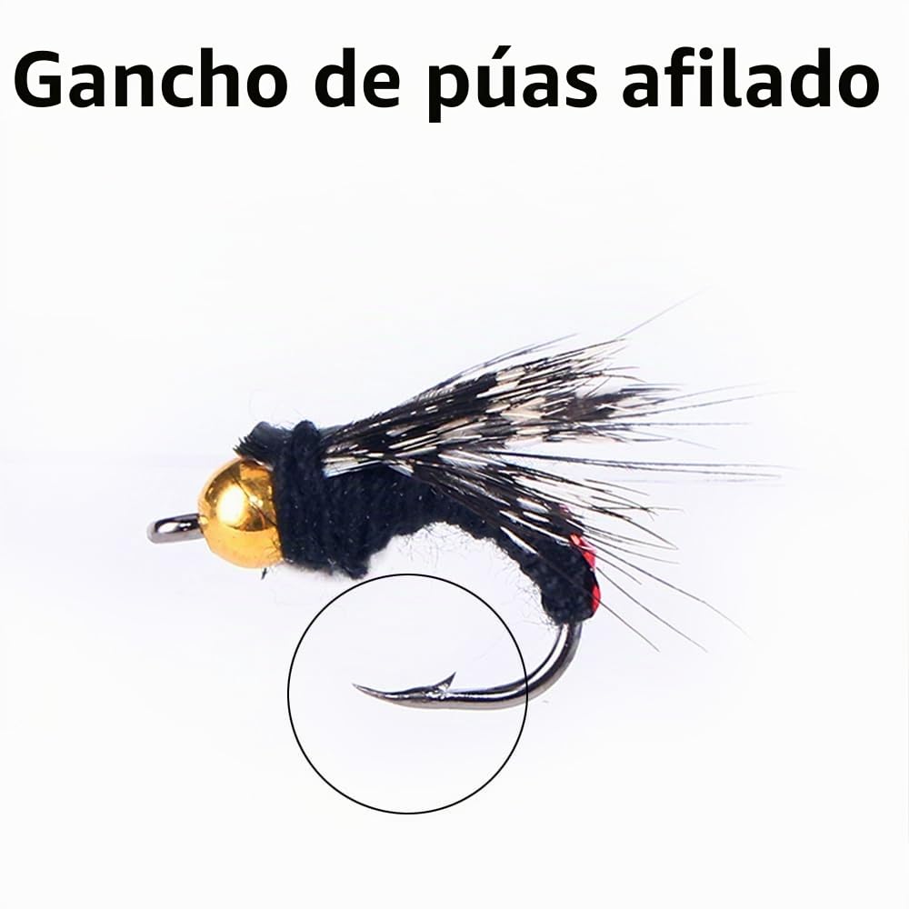 10 señuelos de moscas de trucha, insectos de imitación de moscas, cebos biónicos de agua dulce, anzuelos para trucha, lubina, salmón