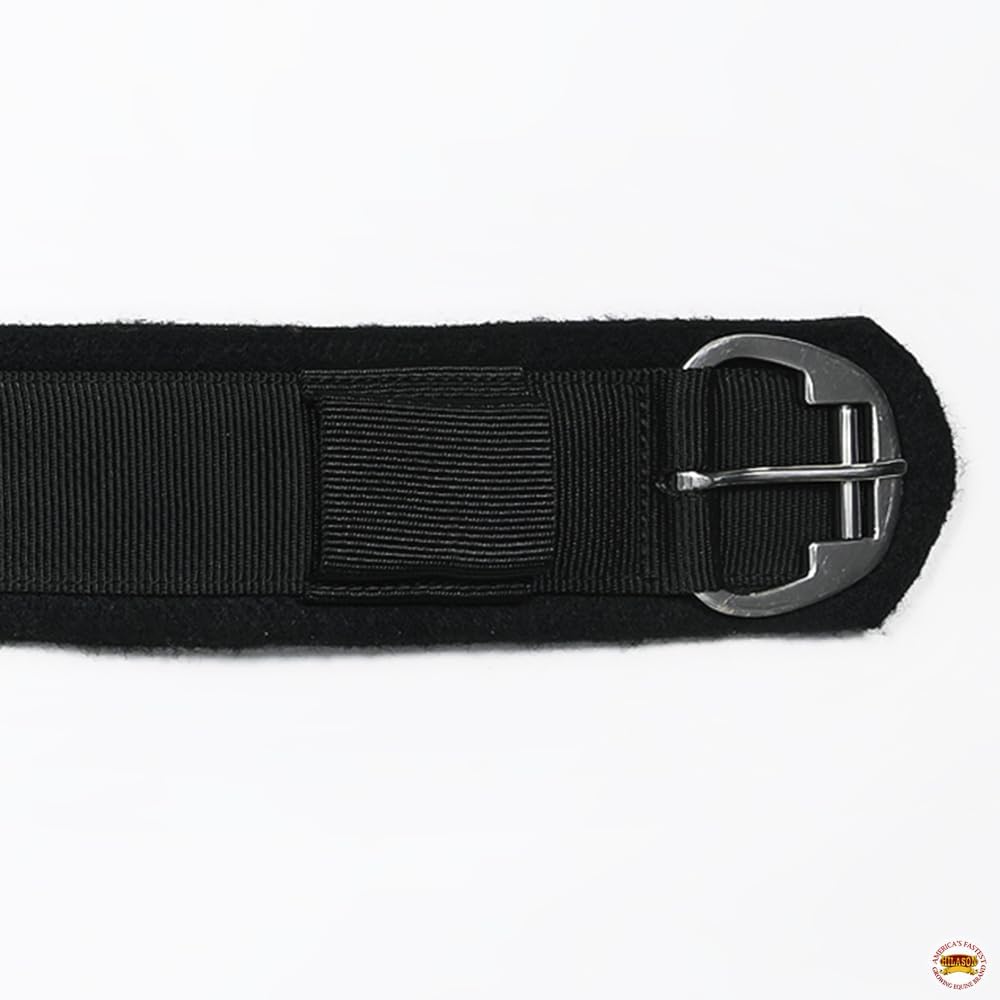 HILASON Western Horse Felt Lined Straight Saddle Cinch Girth with Stainless Steel Buckle Black