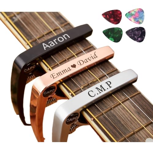 Cejilla de guitarra personalizada, cejilla de guitarra personalizada, texto con nombre grabado personalizado, regalo de San Valentín, regalo de cumpleaños, regalo para guitarristas/músicos