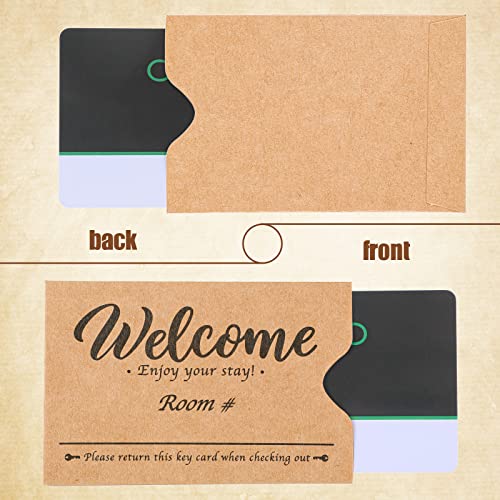 Image of Sabary 1000 Pcs Kraft Paper Hotel Key Card Envelope Credit Card Protectors Cover Gift Card Envelope Holder Sleeves Printed Welcome Guests Enjoy Your Stay for Business, 2.36 x 3.54 Inch (Pack of 2)