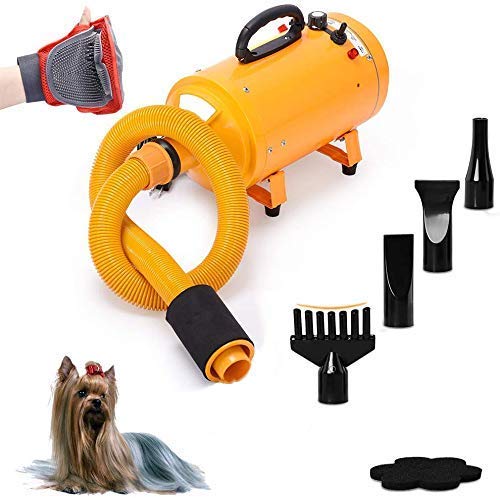 Secador de Pelo para Perros de 4,0 HP, 2 velocidades, Temperatura de Calor Ajustable, secador de Pelo para Mascotas, secador de Pelo Profesional con 4 boquillas Diferentes