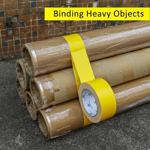 Image of BOMEI PACK Light Yellow Duct Tape, 2Rolls Heavy Duty Strong Industrial Color Duct Tape 9.0 mil x 1.88inch x 30yds for Packing and Repairing