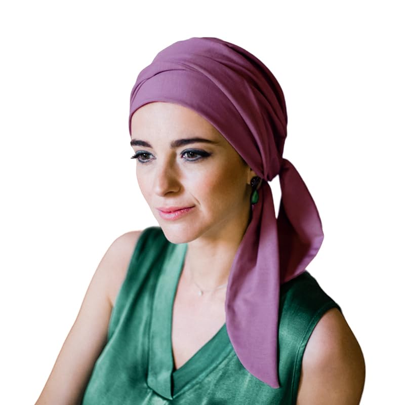 Carebell Smooth - Turbante gorro oncologico de bambú para quimioterapia o alopecia (Malva)