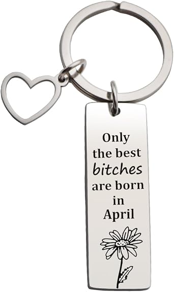 Beeshion Funny Birthday Gift for Her Birth Flower With Heart Charm Keychains Birthday Jewerly for BFF Bestie Sister