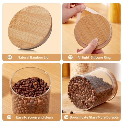 Spreccio Glass Food Storage Jars with Lids[Set of 3], Perfect for Pasta, Cookies, Nuts, Coffee, Cereal, Flour, and More, Organize Your Kitchen and Pantry with these BPA-Free Glass Canisters - Thumbnail 3