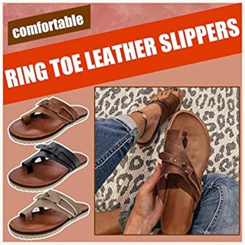 Women Comfy Sandal Toe Correction Sandal Breathable Casual Orthopedic Platform Soft Sole Sandals with Arch Support Ladies Summer Beach Travel Shoes Leather Flat Heel Flip Flops3