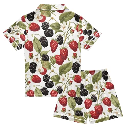 senya Strawberry Satin Summer Pajama Sets Silk Short Sleeve Button Down Sleepwear2