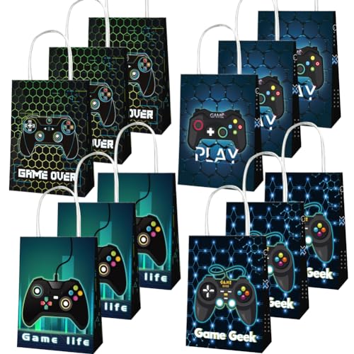 HGSHUO Bolsa de Regalo Cumpleaños Decoracion Videojuegos Bolsa de Dulces Bolsas de Papel Bolsas de Fiesta Videojuegos Bolsas de Cumpleaños para Fiesta de Cumpleaños