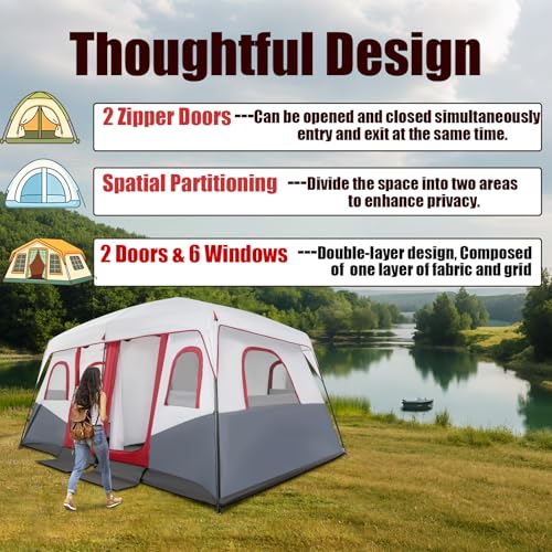 Carpa familiar para camping 8-12 personas 169.29x120.08x79.92 in miniatura 4