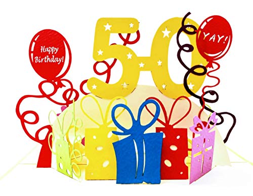 iGifts And Cards Happy 50th Birthday With Lots of Presents 3D Pop Up