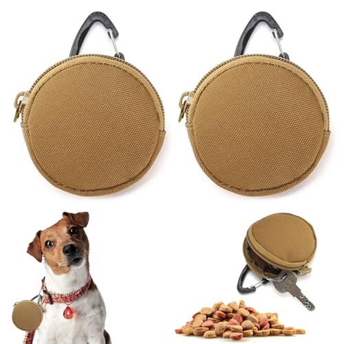 2 Pièces Sac Friandise pour Chien, Mini Pochette Friandise Chien avec Mousqueton, Sac d'entraînement Portable Friandises, Petite Taille Sac Friandise Chien,...