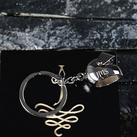 New Town Creative Personalised Motorcycle Helmet Monogram Keychain in Polished Stainless Steel with Wooden Gift Box - Engraved Gift for Bikers, Dad, Boyfriend or Motorbike Enthusiast Cover