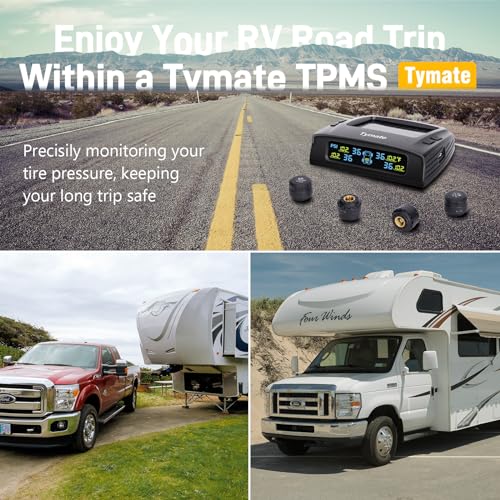 Tymate TM2 RV Tire Pressure Monitoring System, Tire Pressure Monitor with Solar Charge, TPMS with 4 Sensors(Max. 10) & 6 Alarm Modes, New Updated w/Color LCD Display, 0-87PSI for RV/Trailer/Truck/SUV - Image 3