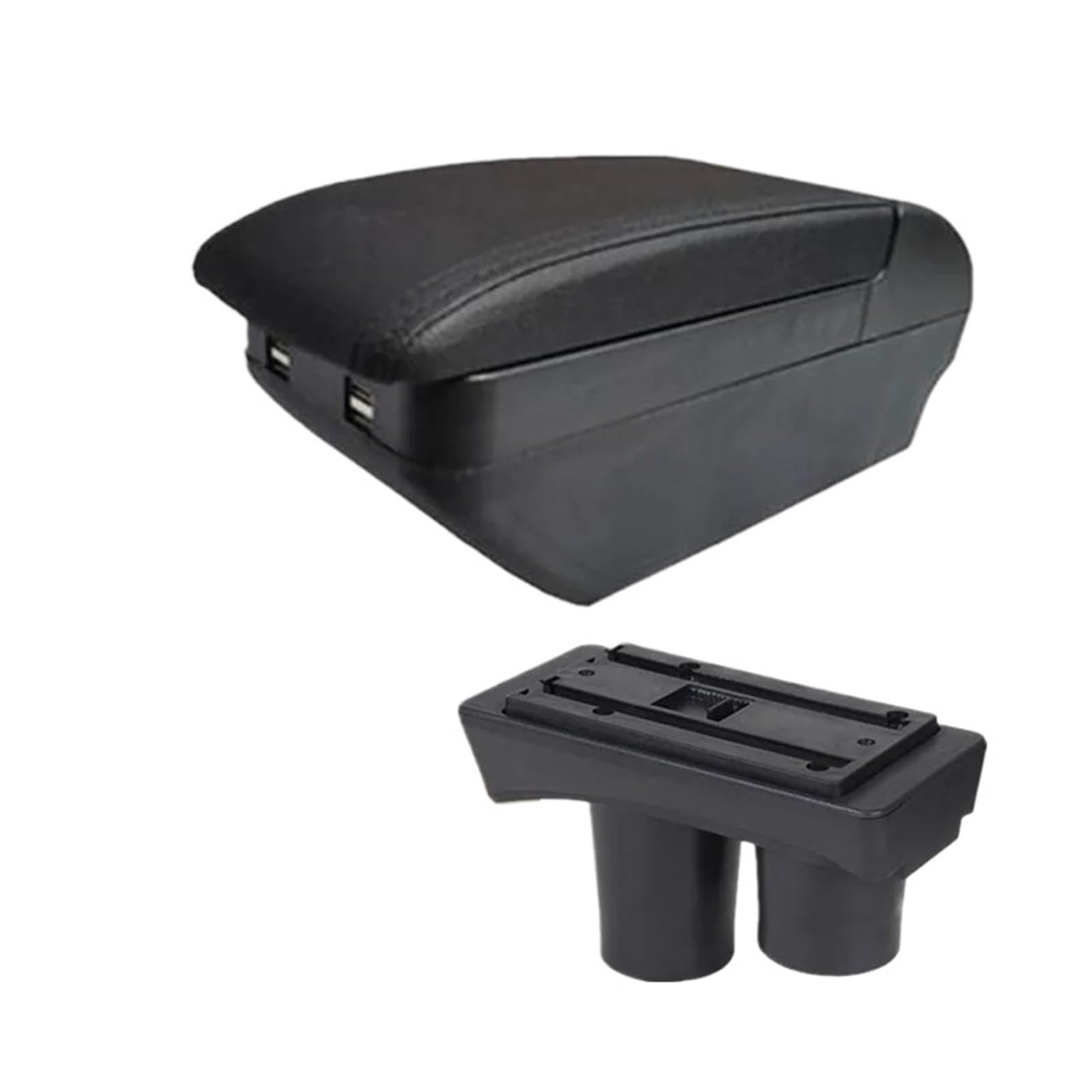 Umdjju H Black Line 4Usb For Citroen For C2 For C3 Car Armrest Box Central Storage Interior Retrofit Usb Charging Ashtray Accessories Car Centre Console Armrest Box(H Black Line 4Usb)