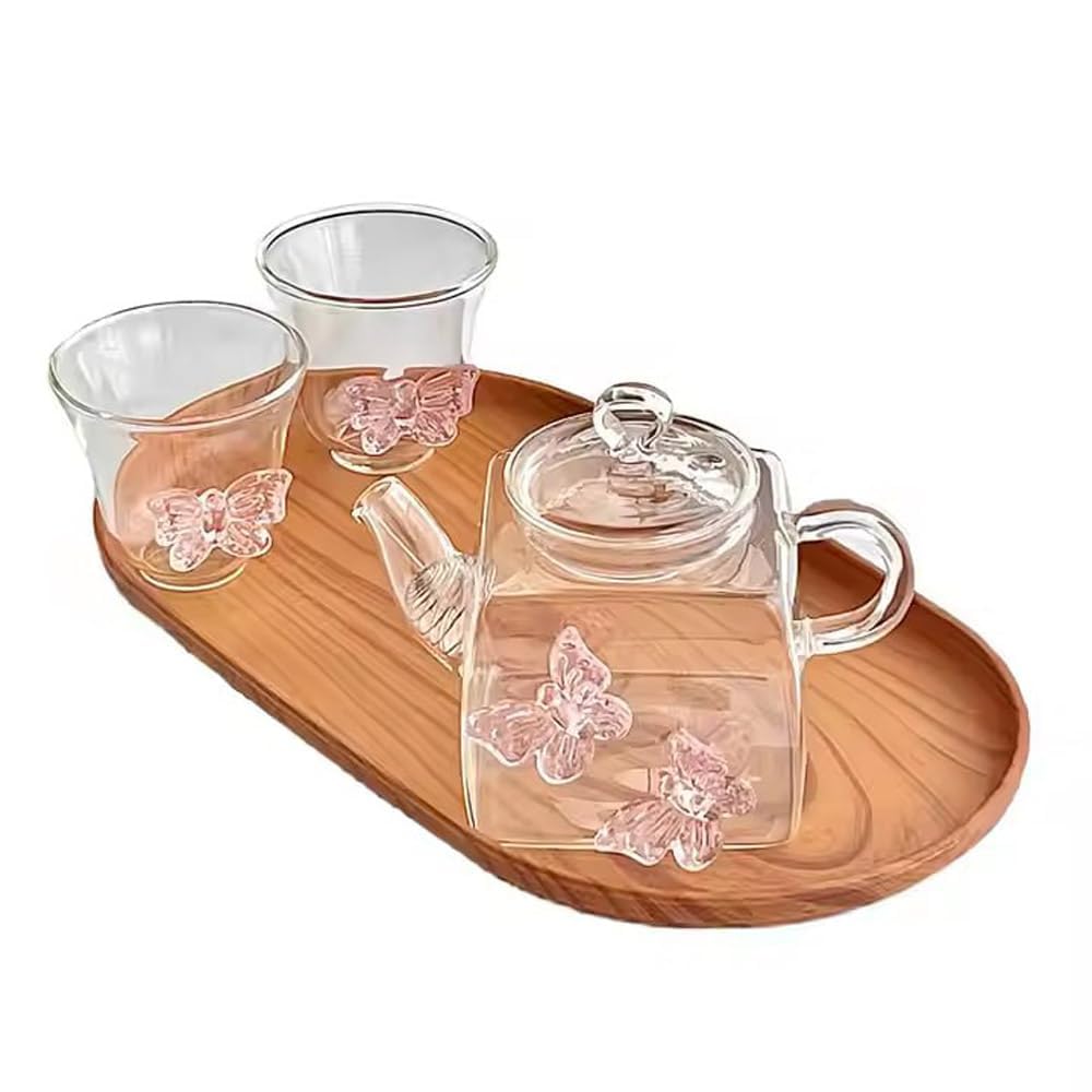 Elegant Butterfly Glass Teapot Set - 500ML -6