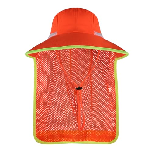 Image of Unisex High Visibility Reflective Bucket Hat Mesh Wide Brim Work Safety Boonie Hat Sun Protection Packable Sun Cap Bucket Cap