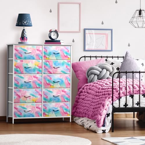 Sorbus Dresser with Fabric Drawers & Wood Top (10 Drawer, Watercolor) - image 2