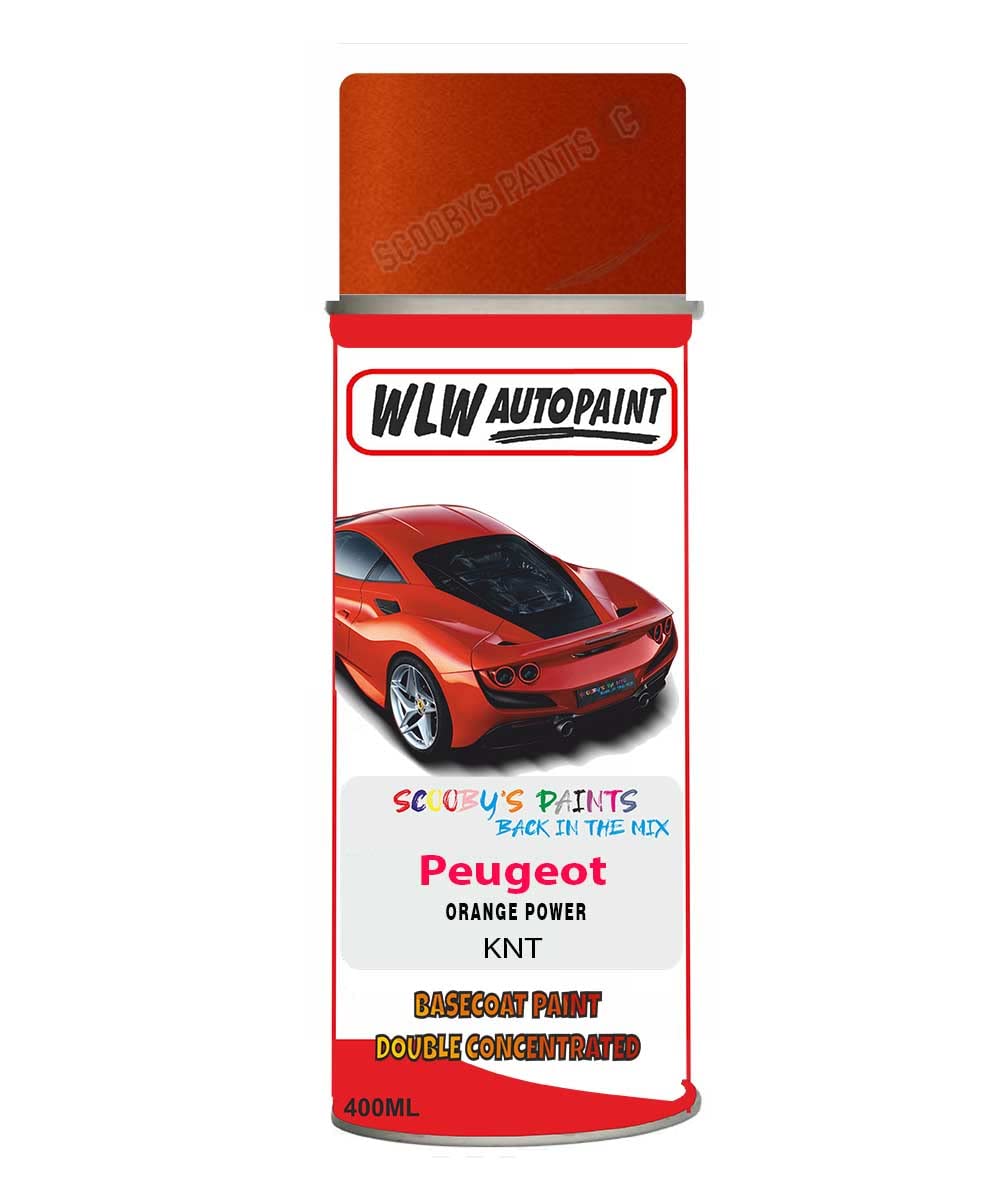 SCOOBYS PAINTS BACK IN THE MIX Basecoat Aerosol Spray Paint For Peugeot 208 Orange Power 2014-2016 Code Knt