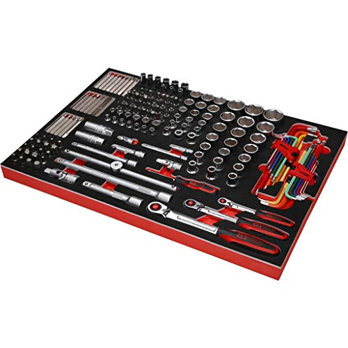 KS Tools 810.5262 PERFORMANCEplus Werkstattwagen P10 mit 8 Schubladen, bestückt mit 262 Werkzeugen in 5 Einlagen für 5 Schubladen – Bild 6