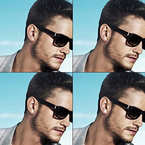 OIDEA 4-10 Pairs Multi-size Stainless Steel Piercing Fake Gauges Earring Studs, White/Black2