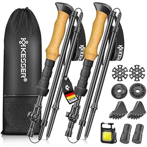 KESSER® Wanderstöcke faltbar Walking Stöcke Wanderstock Aluminium mit Korkgriff 115-135cm Trekkingstöcke für Damen & Herren zum Wandern, Nordic Walking, Trekking, Skitouren & Bergsport
