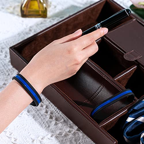 Pulsera de silicona línea azul para apoyo policial miniatura 4