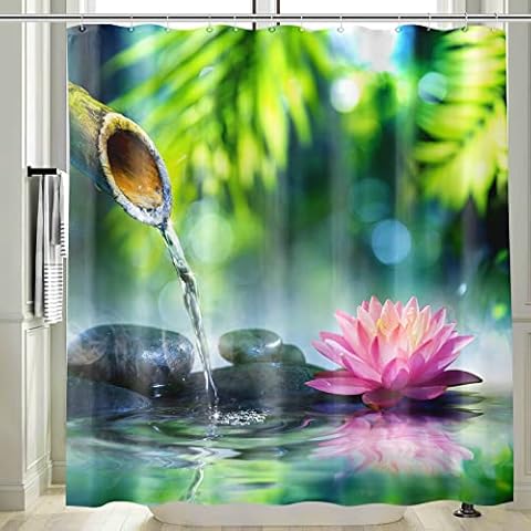 Vgzsyomqib 3D Zen Garden Shower Curtain Cover