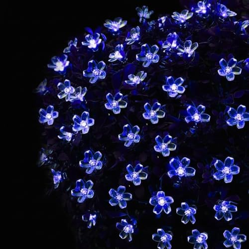 Image of One94Store 36 Flower LED Curtain String Lights - 10 Meter Silicon Flower Fairy Lights for Window, Festival, Diwali, Christmas, Wedding, Party & Home Decoration (Made in India, Blue)