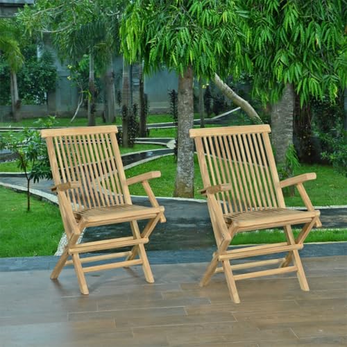 Teck'Attitude Fauteuils de Jardin pliants en Teck Massif Java (Lot de 2)