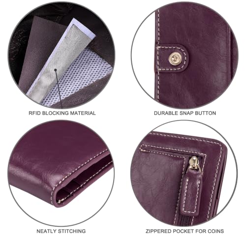 Image of Itslife Women's Rfid Blocking Small Compact Bifold Leather Pocket Wallet Ladies Mini Purse with id Window (Waxed Fuchsia)