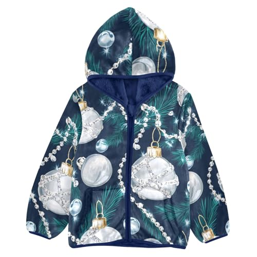 Christmas Jewel with Snowballs Girls Fleece Jacket Girls Fall Jacket Girls Zip Up Hoodie Girls Sherpa Jacket 2-10T