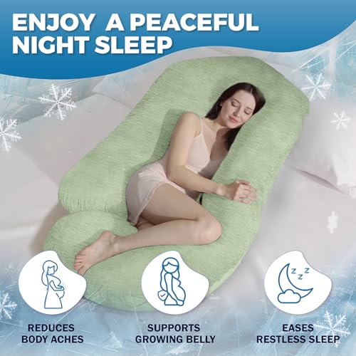 Image of Pregnancy Pillows for Sleeping - 57-Inch Maternity Pillow for Pregnant Women with Removable Washable Cover - Support for Back, Belly, Neck, Legs, & Hips - V C U Shaped Full Body Pillow
