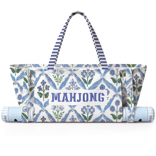 Bolso Mahjong Floral Canvas 28x9 Pulgadas Organizador